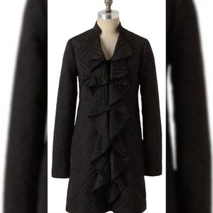 Anthropologie Tabitha Dusk Ruffles Trench Coat